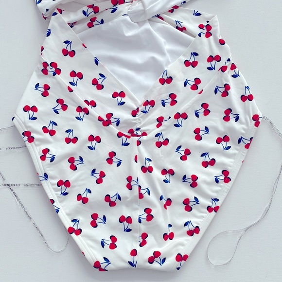 Kate Spade New York Knotted Halter One Piece Swimsuit Cherry Toss - Picture 6 of 7
